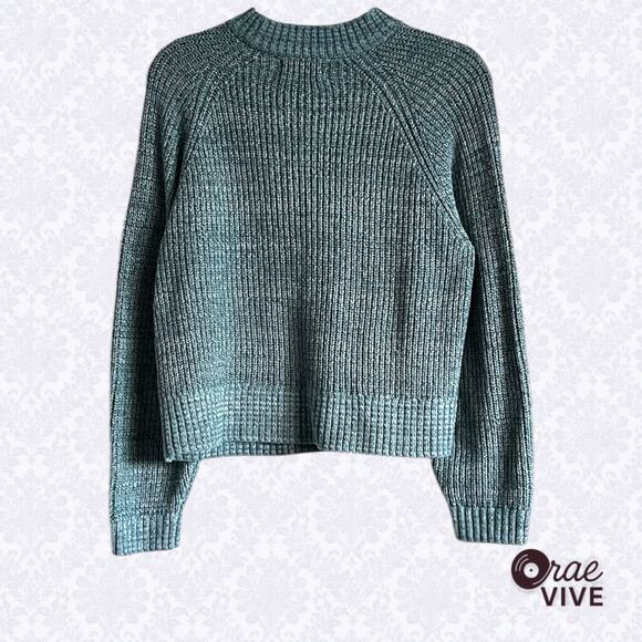 Old Navy Sea Foam Shaker-Stitch Mock Neck Raglan Sweater Women's Size S - Picture 3 of 6